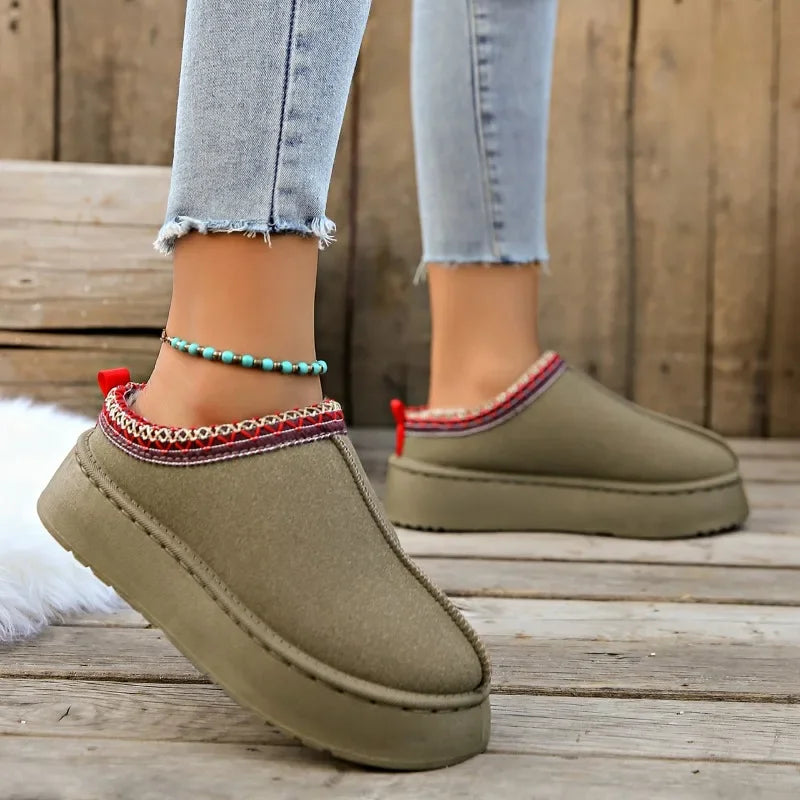 Damen Woll-Hausschuhe – Warme & Stylische Plattform-Boots