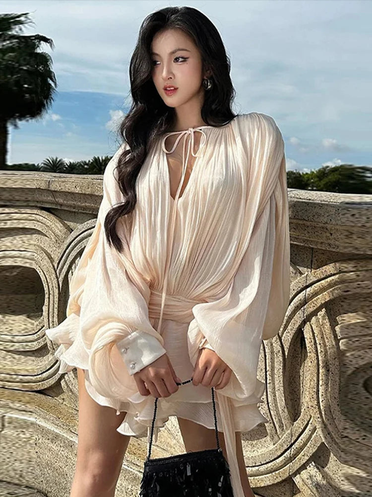 Elegant Pleated Short Dress