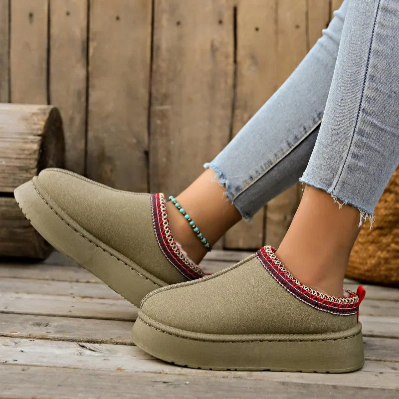 Damen Woll-Hausschuhe – Warme & Stylische Plattform-Boots