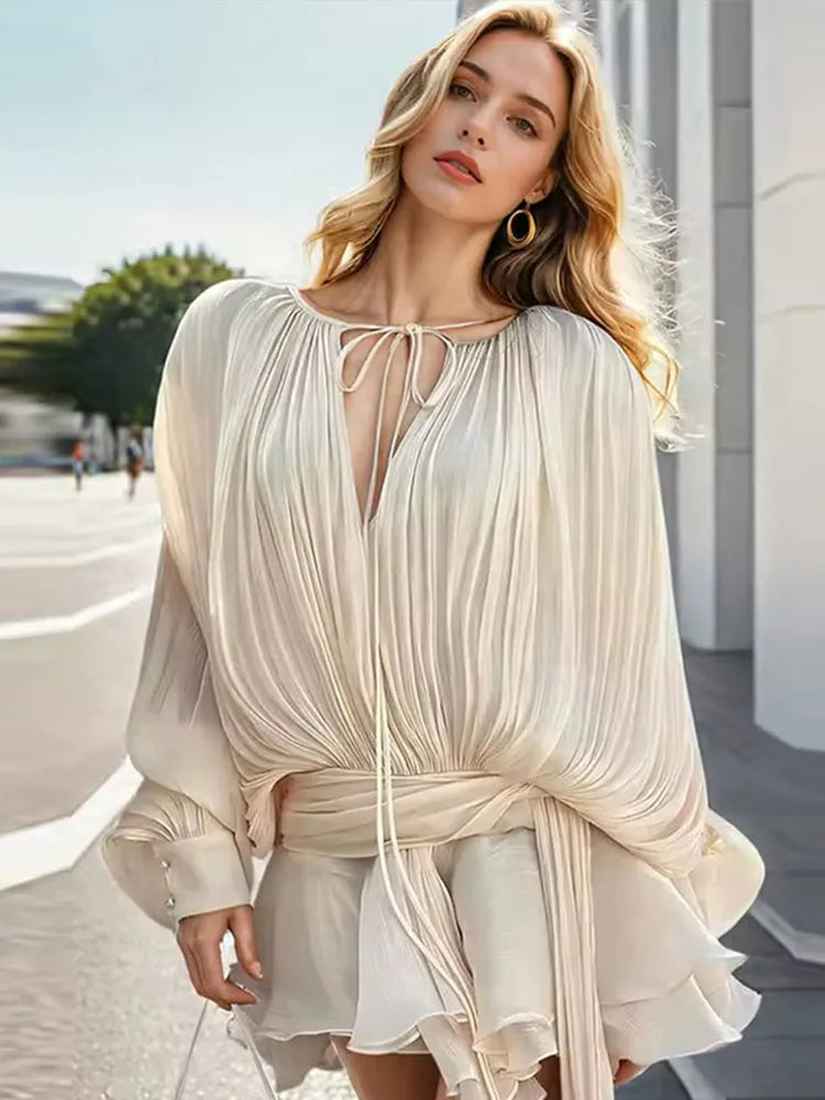 Elegant Pleated Short Dress