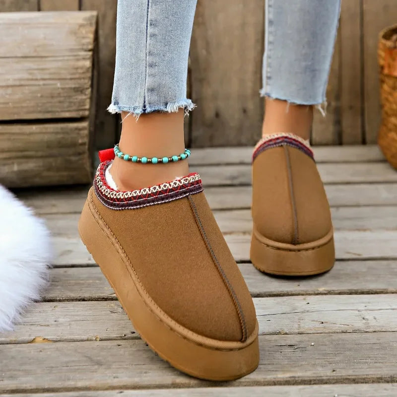 Damen Woll-Hausschuhe – Warme & Stylische Plattform-Boots