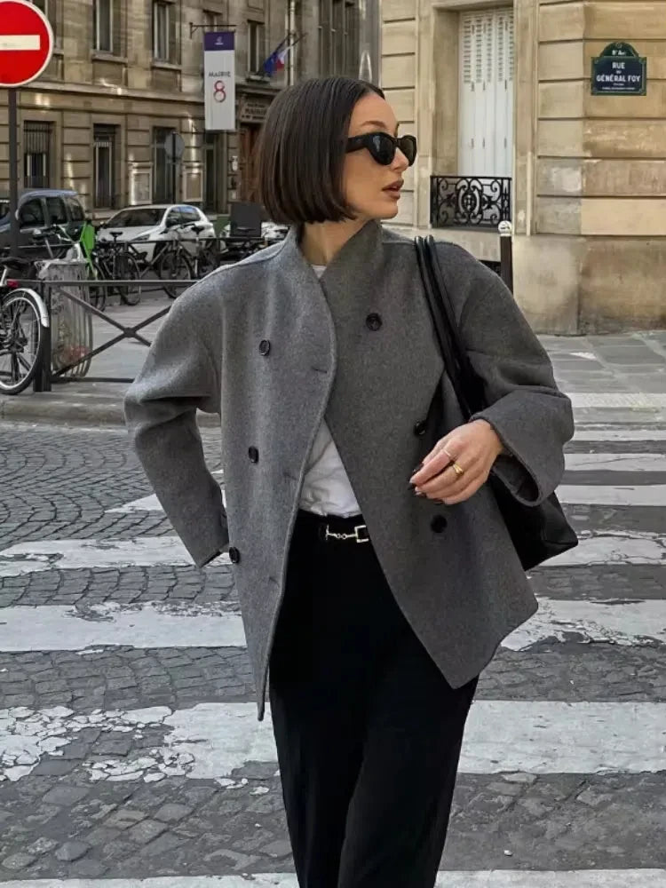 Elegante Woll-Kurzjacke: Doppelreihig & Lässig – Herbst/Winter 2024