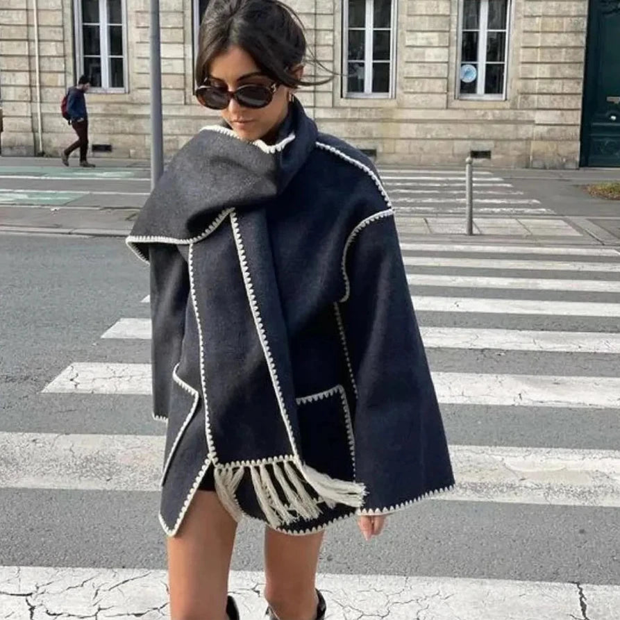 Scarf Collar Jacket: Elegante Damenjacke für Herbst/Winter
