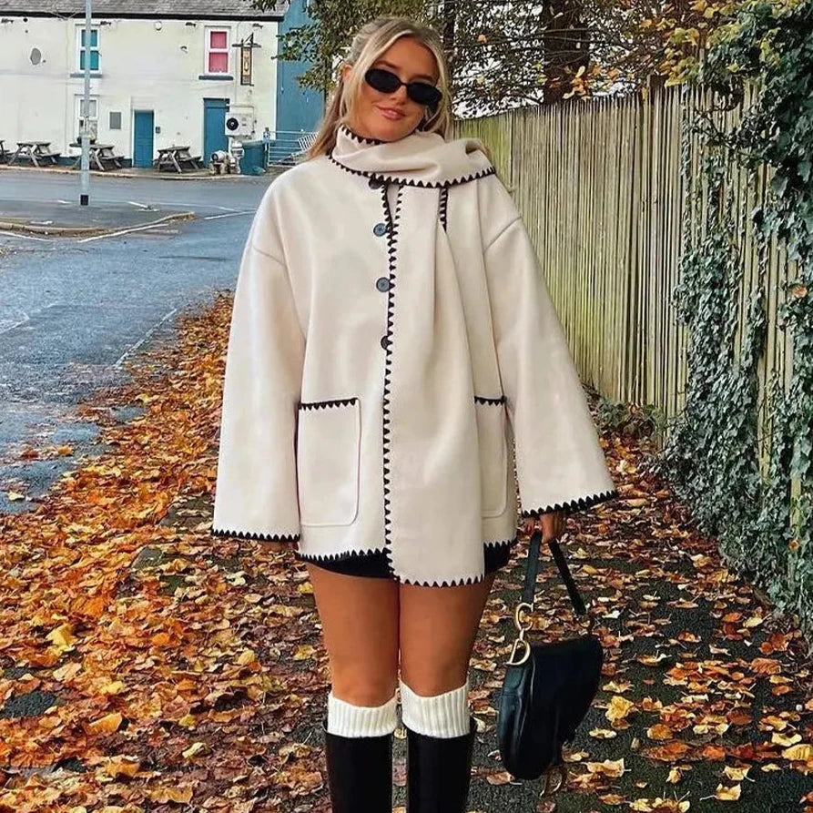 Scarf Collar Jacket: Elegante Damenjacke für Herbst/Winter