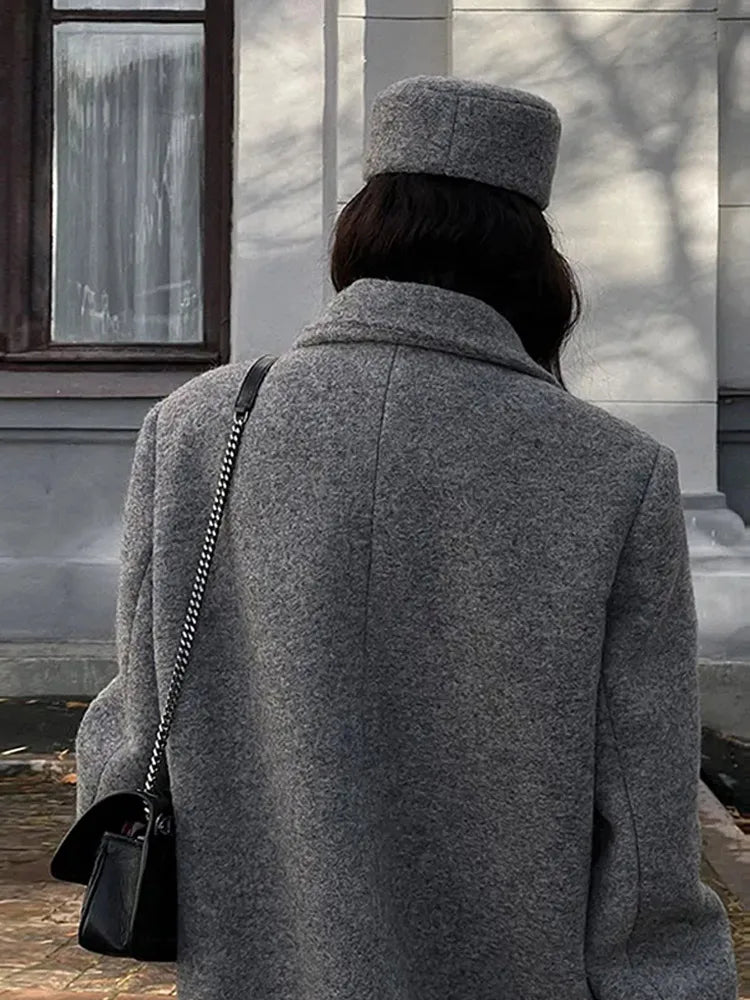Long Coat für Damen – Eleganter Doppelreihiger Mantel
