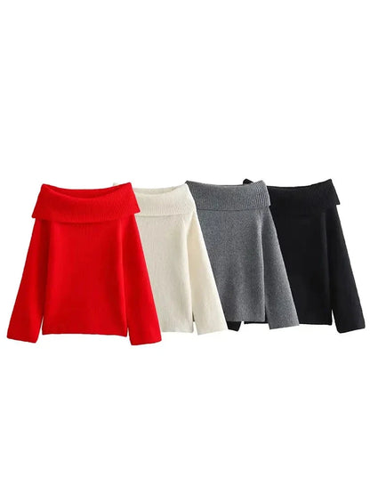 Chic Off-Shoulder Strickpullover für Damen
