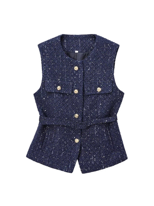 Damen Tweed Waistcoat mit Gürtel