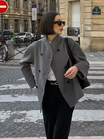 Elegante Woll-Kurzjacke: Doppelreihig & Lässig – Herbst/Winter 2024